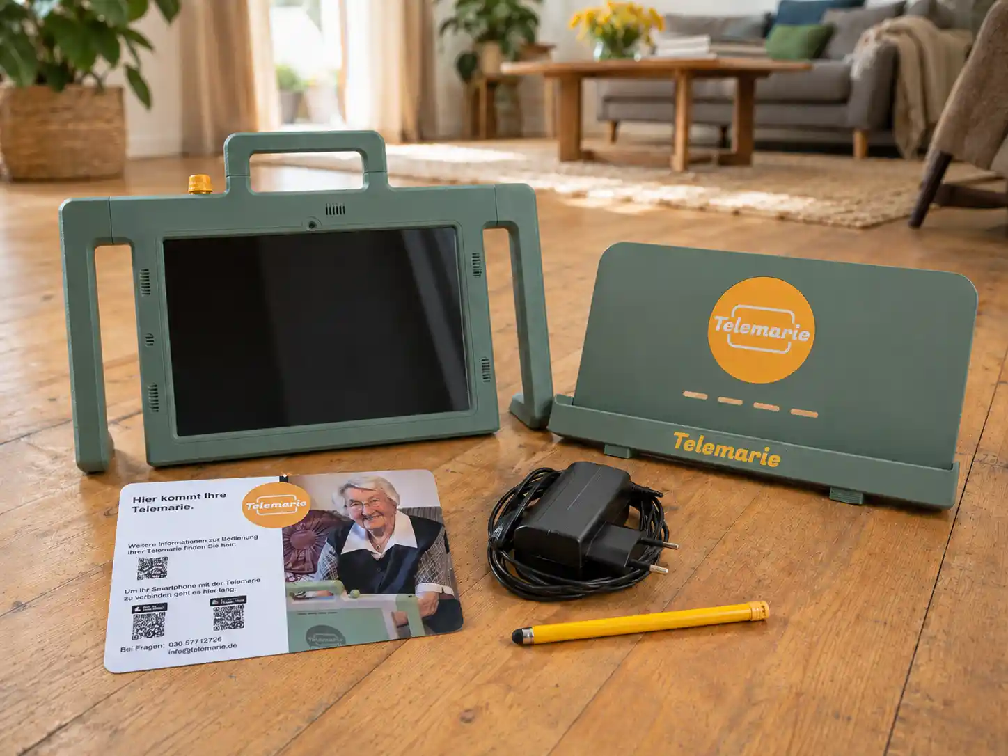 Telemarie Tablet mit Dock, Netzteil, Eingabestift und Startkarte