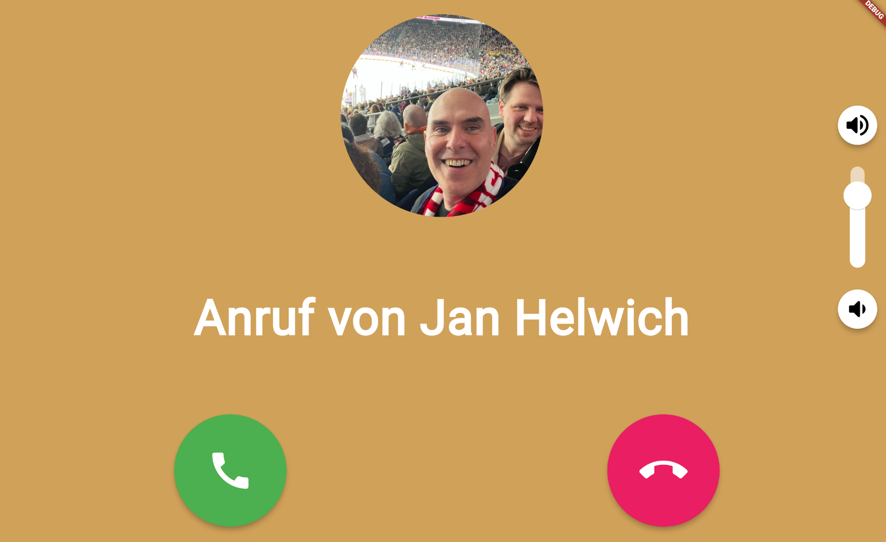 Screenshot: Eingehnder Anruf auf der Telemarie 