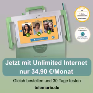 Das Telemarie Senioren Tablet 30 Tage kostenlos Testen