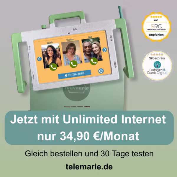 Das Telemarie Senioren Tablet 30 Tage kostenlos Testen